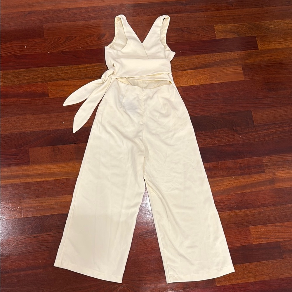 Shinestar Cream Jumpsuit w/Criss Cross Back - Picture 7 of 8